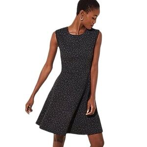 NWT - Loft Leopard Print Stretchy Knit Fit & Flare Dress, Size 2